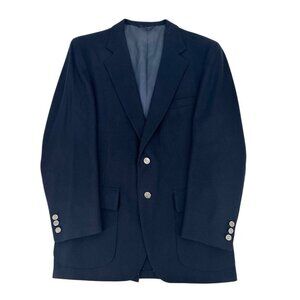 Vintage The Wool Collection Mens Blazer Sport Coat Size 40R Navy Suit Jacket